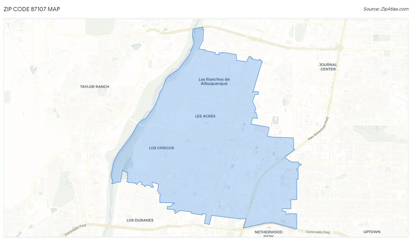 Zip Code 87107 Map