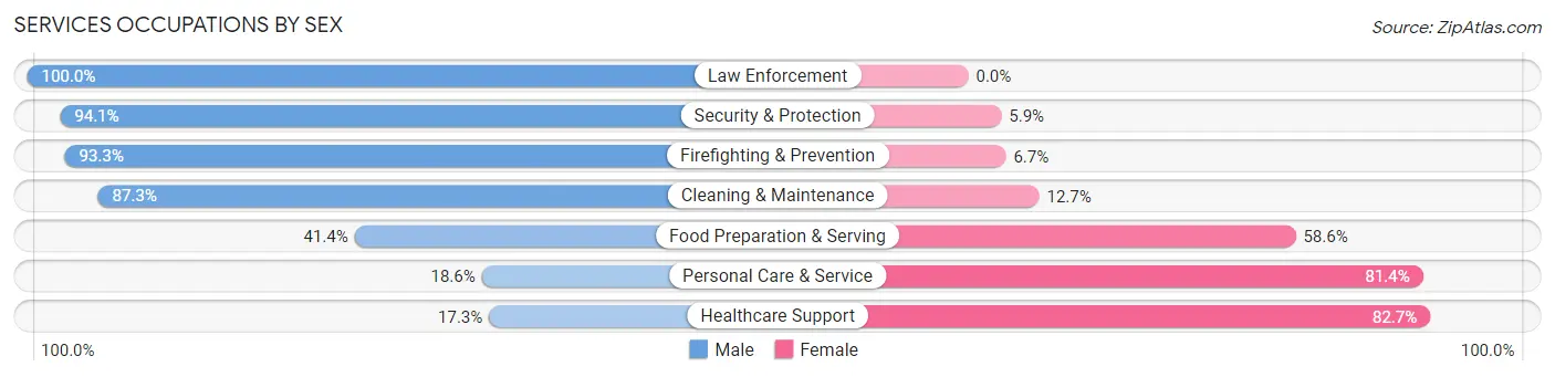 Services Occupations by Sex in Zip Code 87113