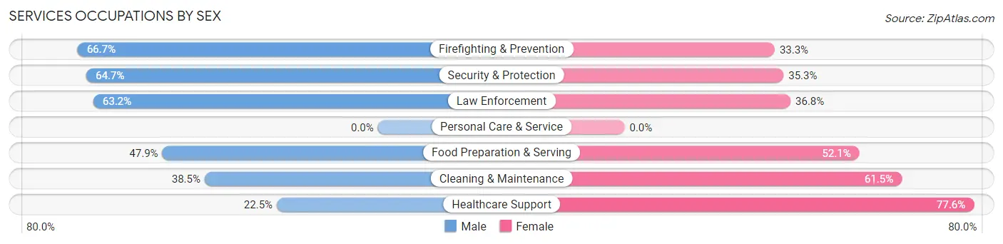 Services Occupations by Sex in Zip Code 87305
