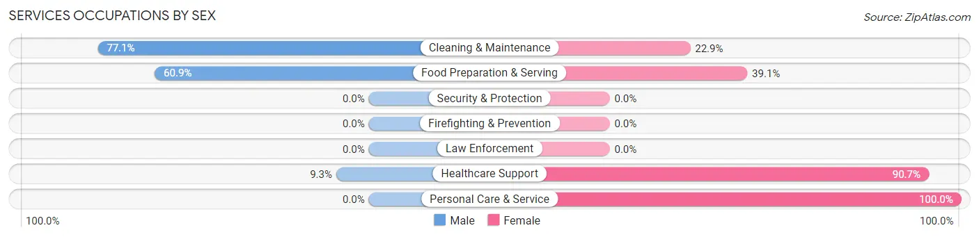 Services Occupations by Sex in Zip Code 87310