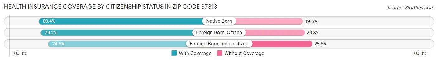 Health Insurance Coverage by Citizenship Status in Zip Code 87313
