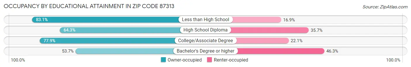 Occupancy by Educational Attainment in Zip Code 87313