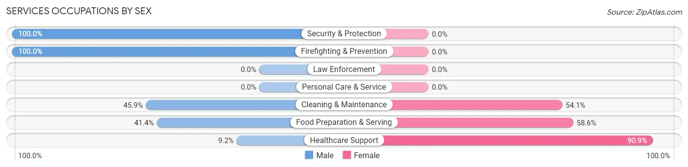Services Occupations by Sex in Zip Code 87319