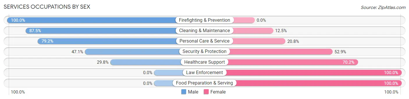 Services Occupations by Sex in Zip Code 87323
