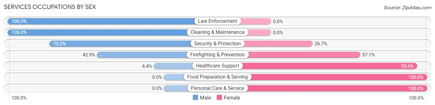Services Occupations by Sex in Zip Code 87357