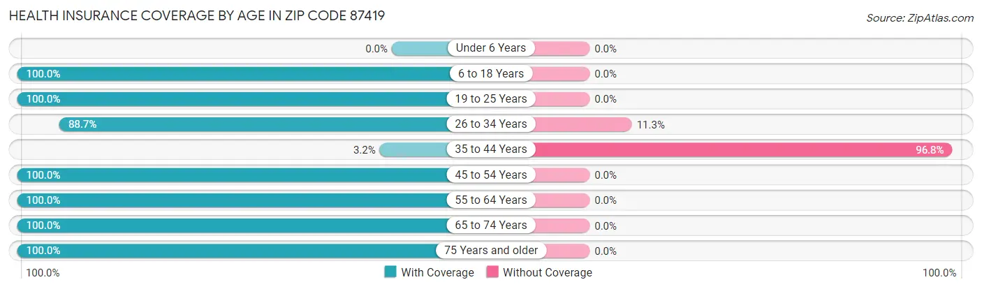 Health Insurance Coverage by Age in Zip Code 87419