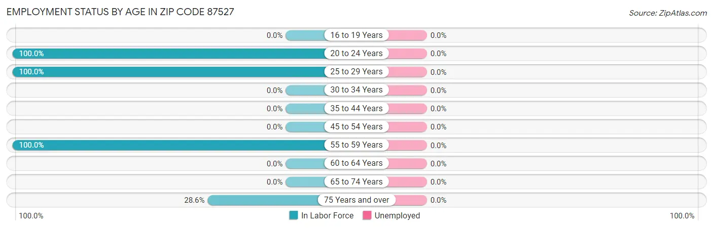 Employment Status by Age in Zip Code 87527