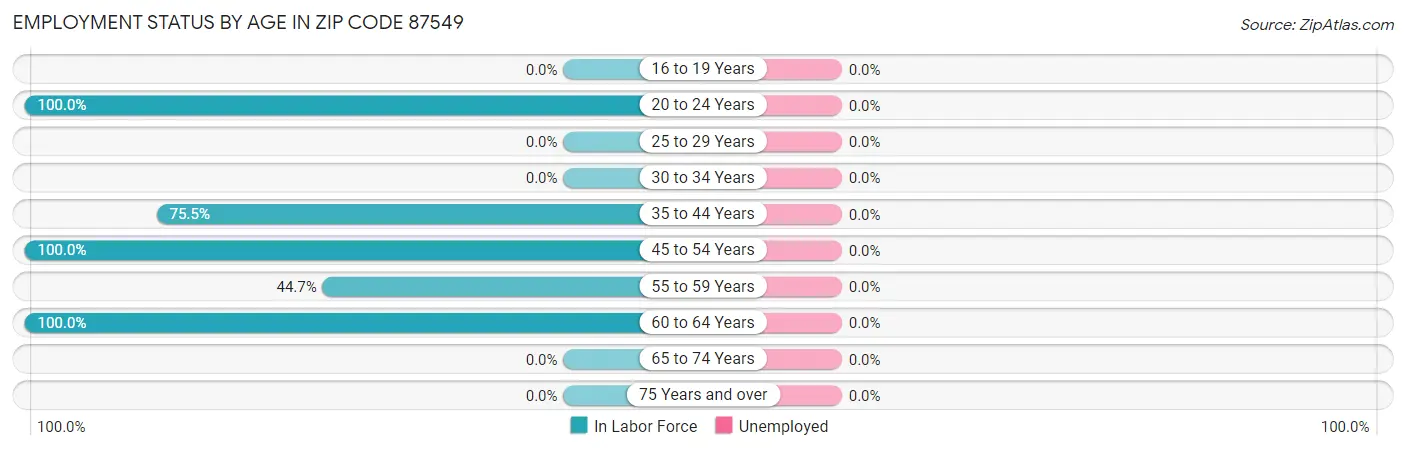 Employment Status by Age in Zip Code 87549