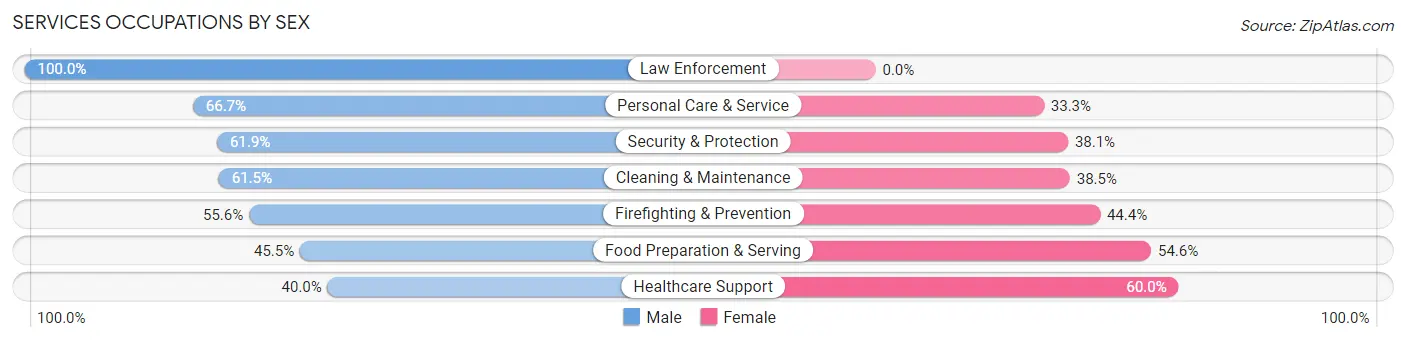 Services Occupations by Sex in Zip Code 87553