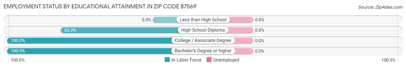 Employment Status by Educational Attainment in Zip Code 87569