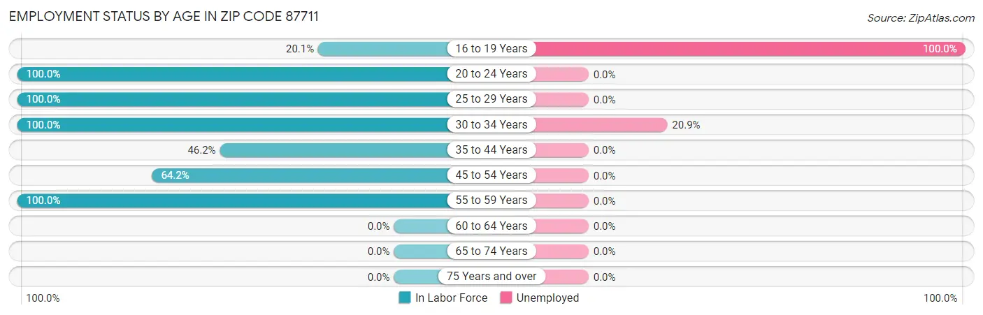 Employment Status by Age in Zip Code 87711