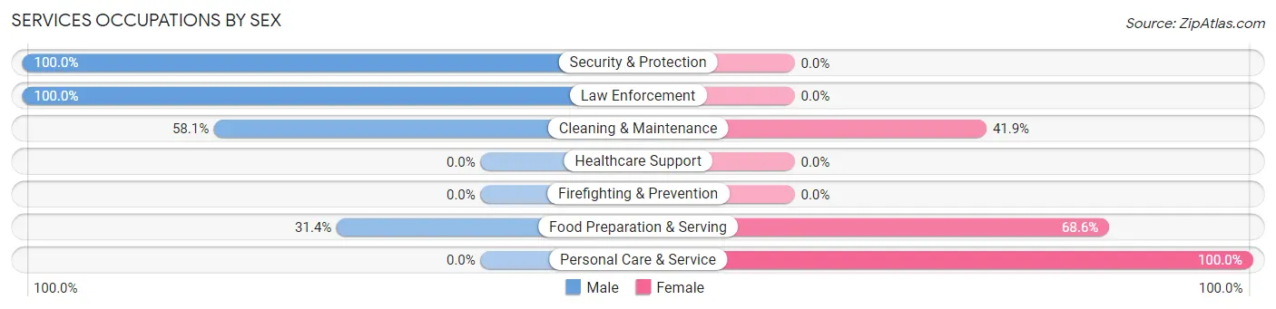 Services Occupations by Sex in Zip Code 87714
