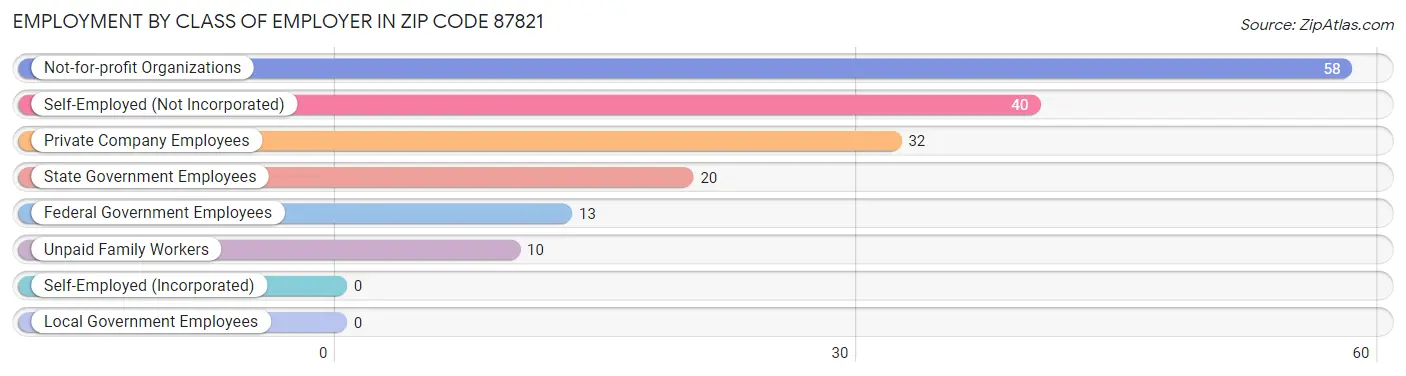 Employment by Class of Employer in Zip Code 87821