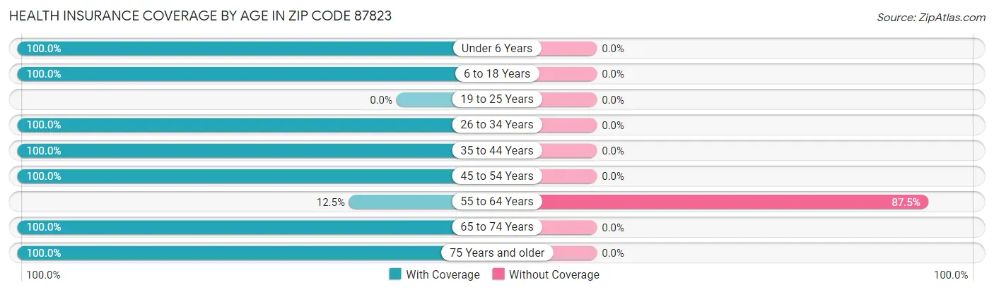 Health Insurance Coverage by Age in Zip Code 87823