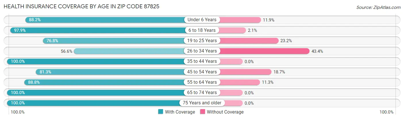 Health Insurance Coverage by Age in Zip Code 87825
