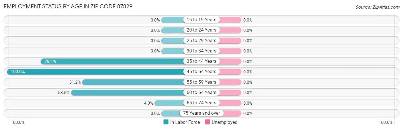 Employment Status by Age in Zip Code 87829