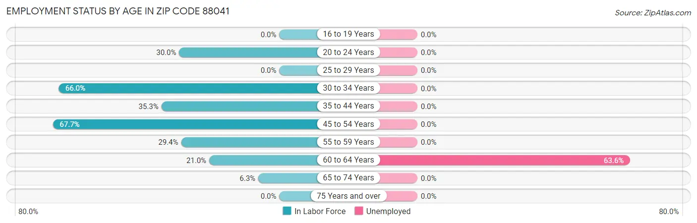 Employment Status by Age in Zip Code 88041