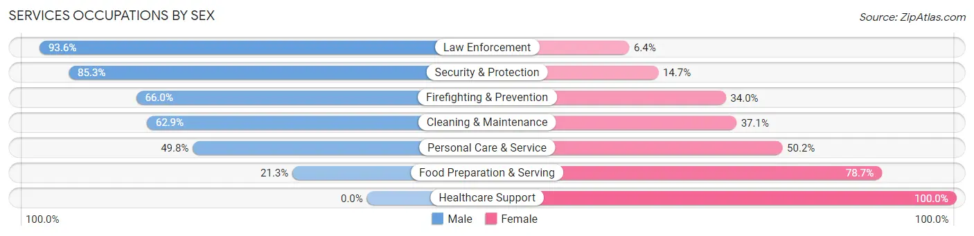 Services Occupations by Sex in Zip Code 88130