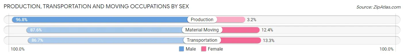 Production, Transportation and Moving Occupations by Sex in Zip Code 88210
