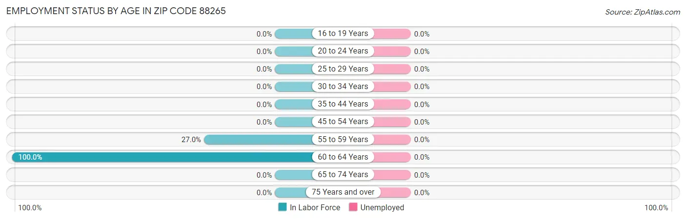 Employment Status by Age in Zip Code 88265