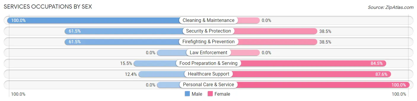 Services Occupations by Sex in Zip Code 88316