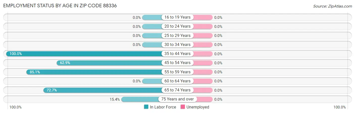 Employment Status by Age in Zip Code 88336