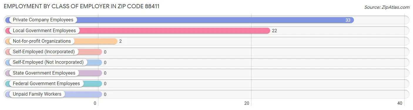 Employment by Class of Employer in Zip Code 88411