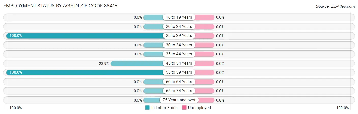 Employment Status by Age in Zip Code 88416