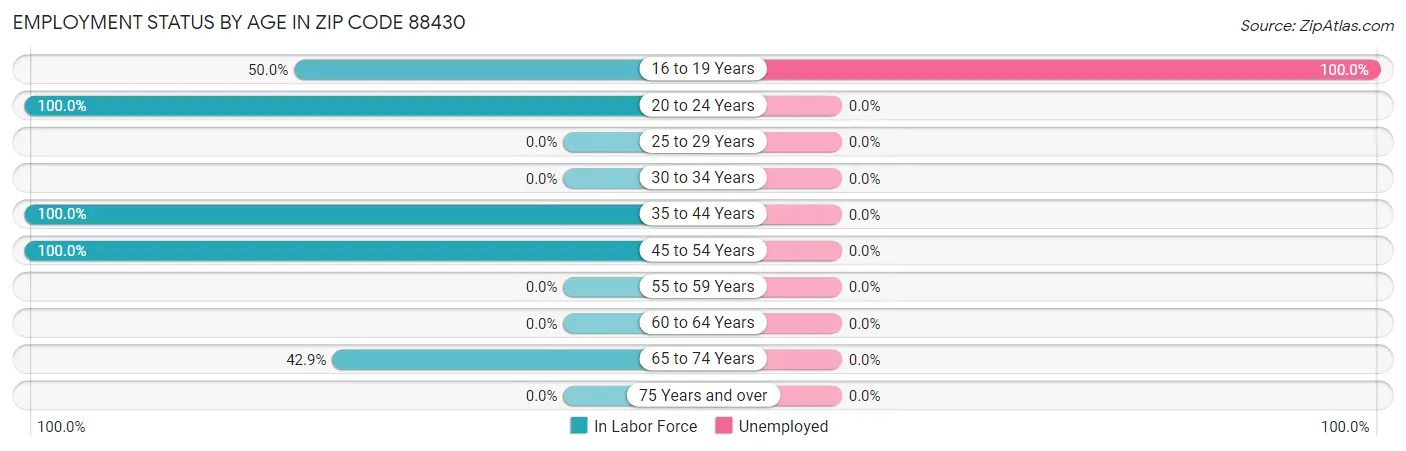 Employment Status by Age in Zip Code 88430