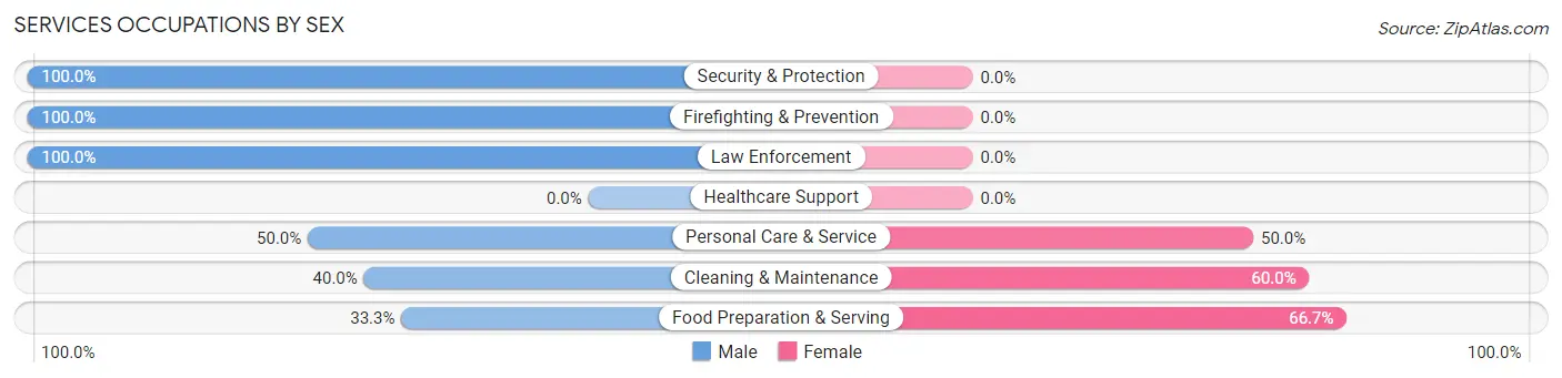 Services Occupations by Sex in Zip Code 89025