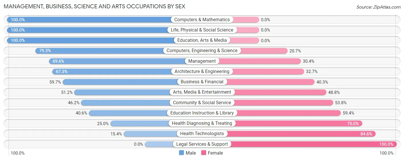 Management, Business, Science and Arts Occupations by Sex in Zip Code 89027