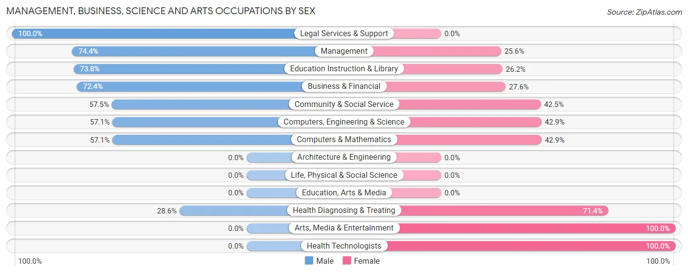 Management, Business, Science and Arts Occupations by Sex in Zip Code 89029