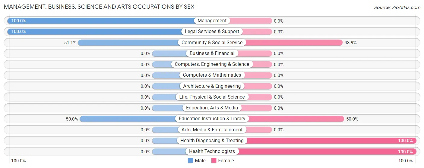 Management, Business, Science and Arts Occupations by Sex in Zip Code 89042