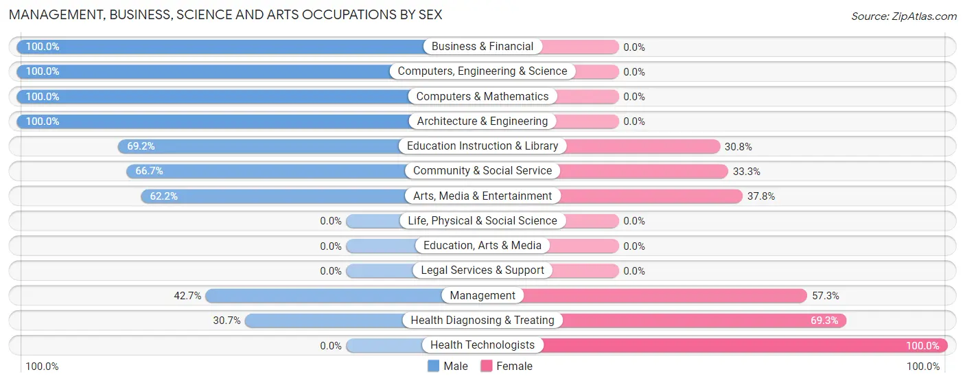 Management, Business, Science and Arts Occupations by Sex in Zip Code 89085