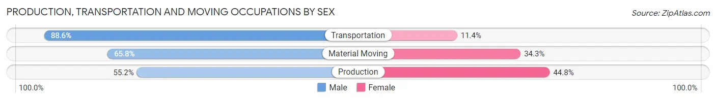 Production, Transportation and Moving Occupations by Sex in Zip Code 89102