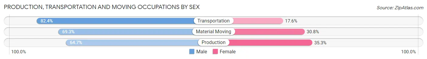 Production, Transportation and Moving Occupations by Sex in Zip Code 89104