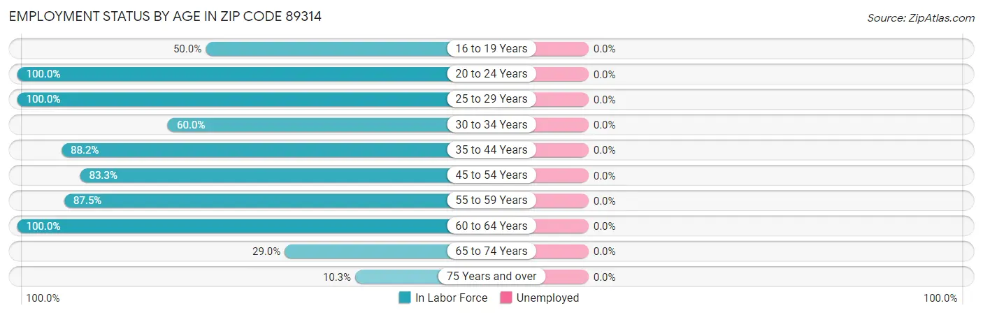 Employment Status by Age in Zip Code 89314