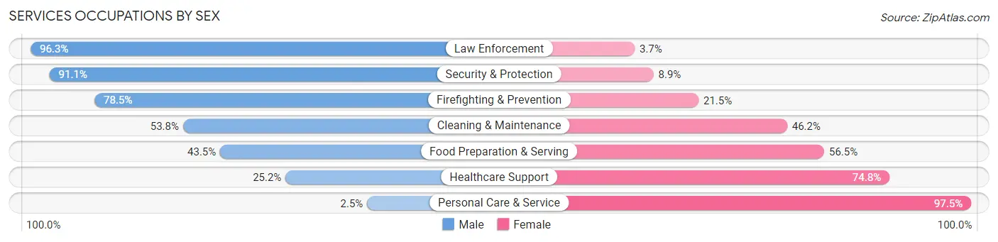 Services Occupations by Sex in Zip Code 89408