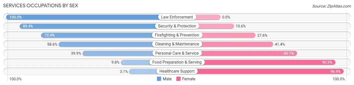 Services Occupations by Sex in Zip Code 89410