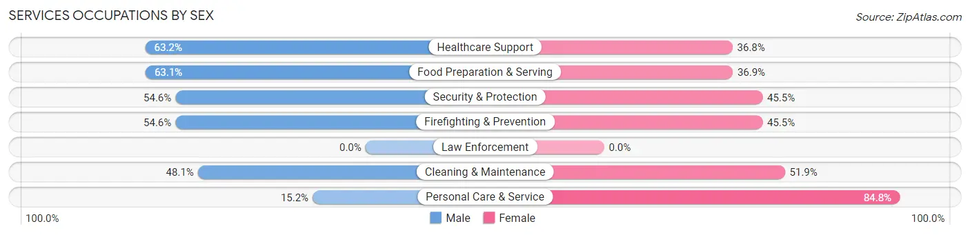 Services Occupations by Sex in Zip Code 89501