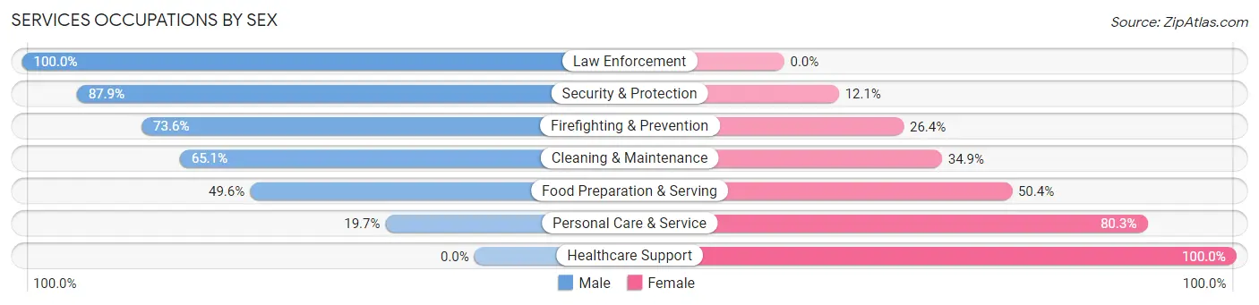 Services Occupations by Sex in Zip Code 89703