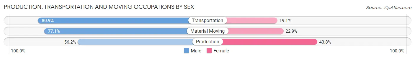 Production, Transportation and Moving Occupations by Sex in Zip Code 89706