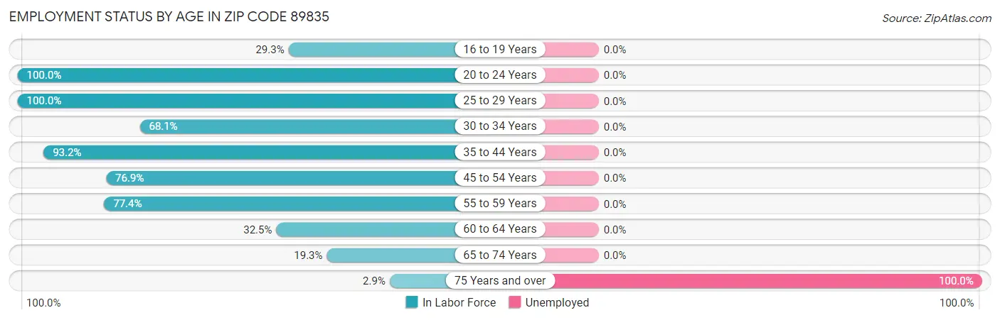 Employment Status by Age in Zip Code 89835