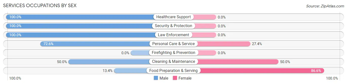 Services Occupations by Sex in Zip Code 89883