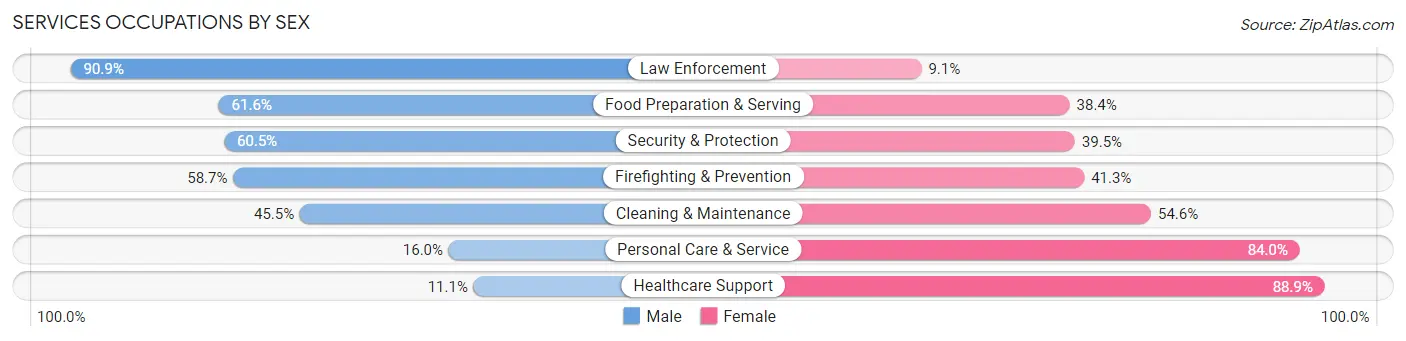 Services Occupations by Sex in Zip Code 90003