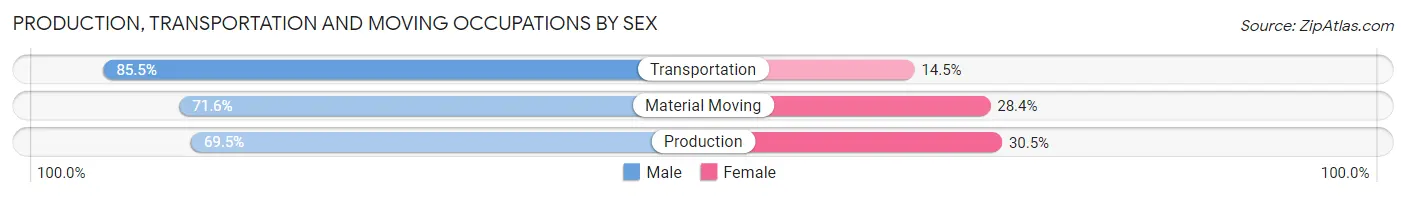 Production, Transportation and Moving Occupations by Sex in Zip Code 90012