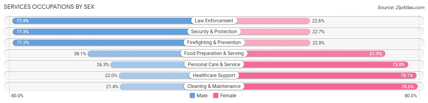 Services Occupations by Sex in Zip Code 90245