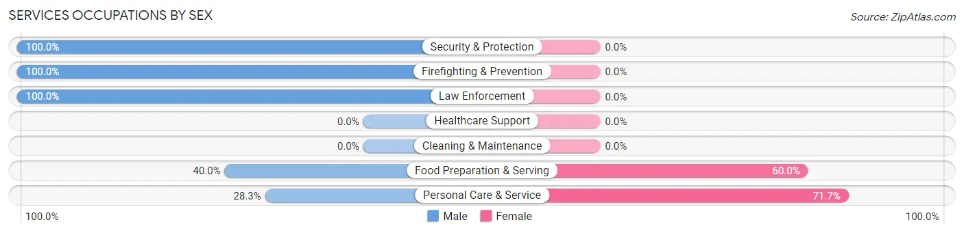 Services Occupations by Sex in Zip Code 90263