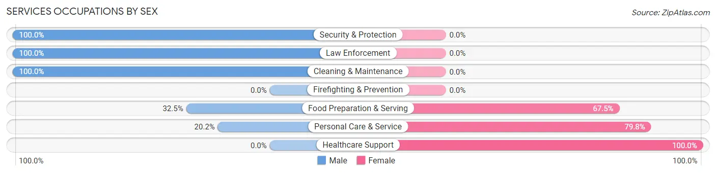 Services Occupations by Sex in Zip Code 90402