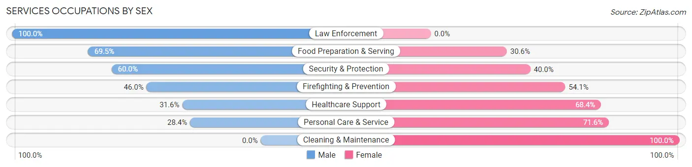 Services Occupations by Sex in Zip Code 90403